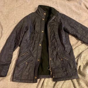 Dark blue quilted Barbour jacket
